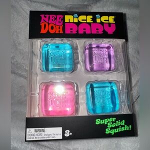 NeeDoh Ice Ice Baby Super Solid Squish Toy 4-Pack - Blue, Pink, Purple